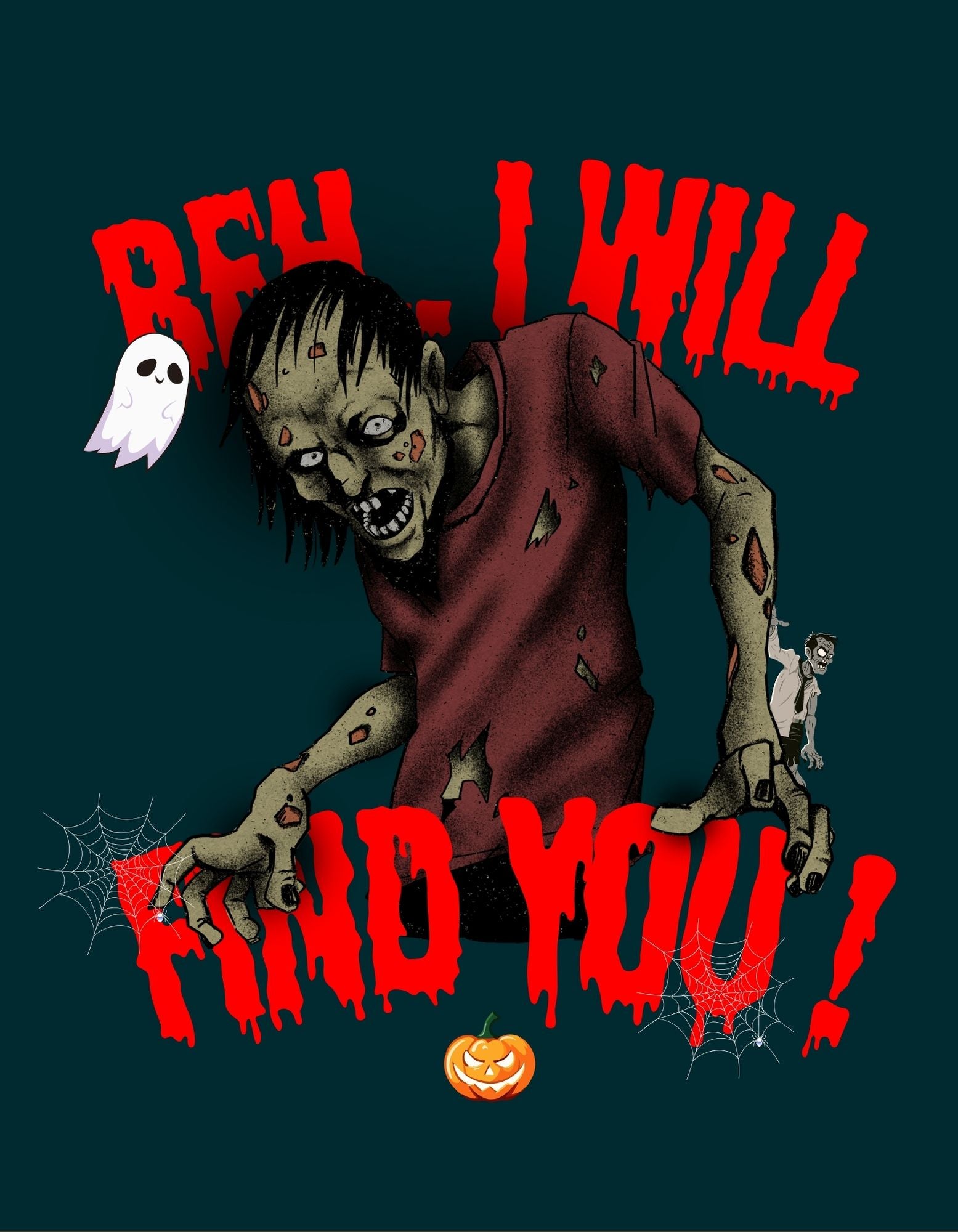 “Zombie Apocalypse” Oversized Halloween Graphic T-Shirt for Men | Dual Print