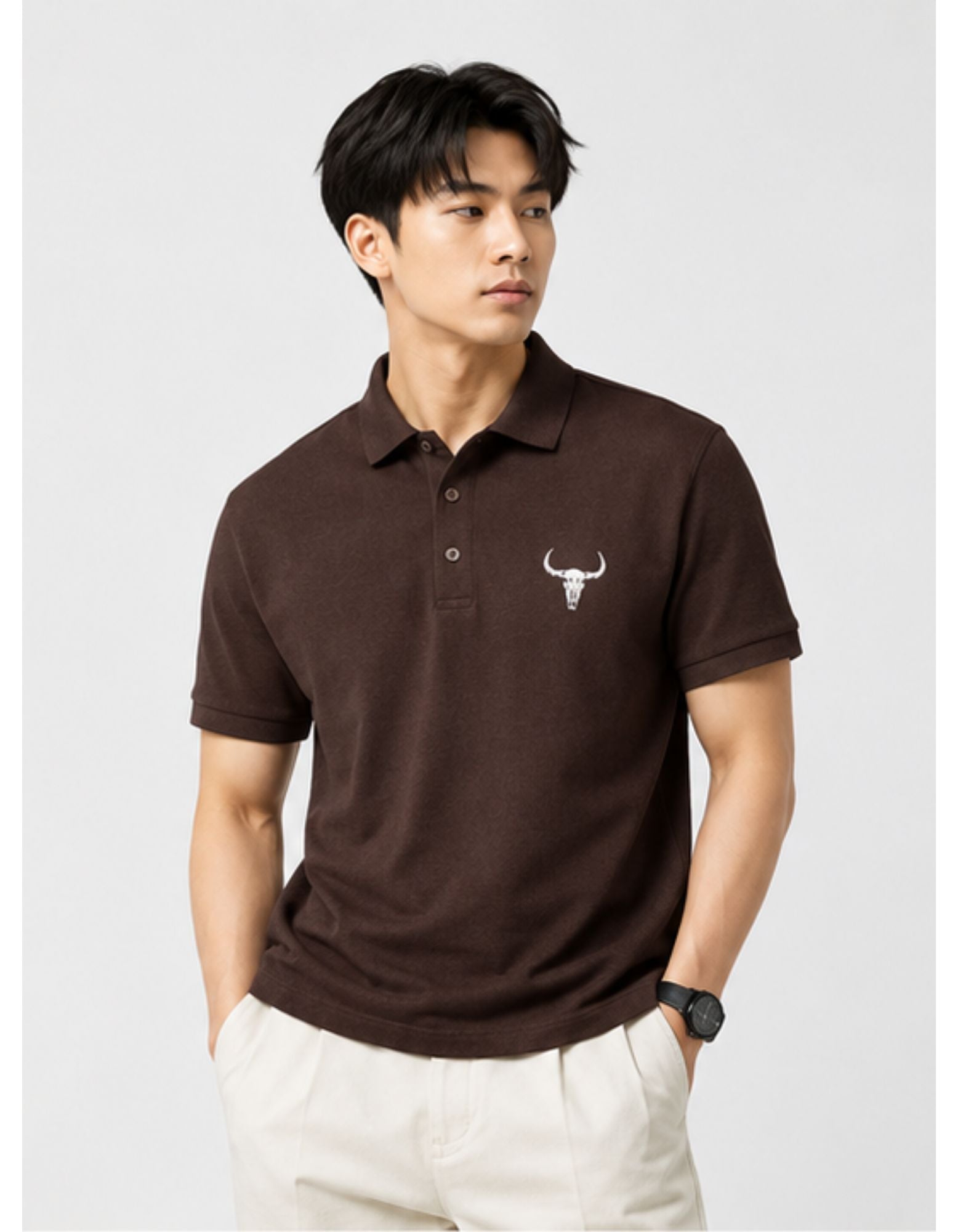 ThePandaFit Bull Emblem Cotton Polo