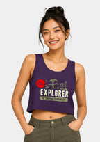 Women’s Explorer Graphic Crop Tank – Tropical Vibe Cotton Top