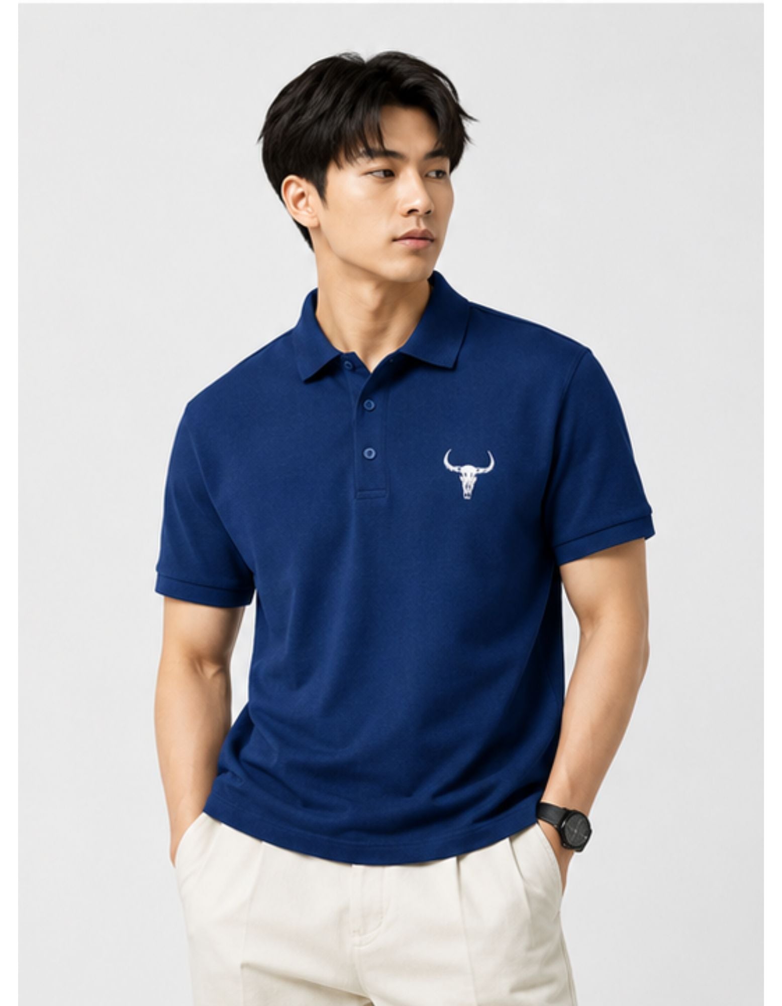 ThePandaFit Bull Emblem Cotton Polo