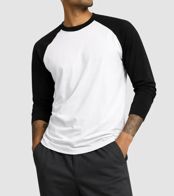 Unisex Classic Raglan Full Sleeve T-Shirt – Contrast Sleeve Cotton Tee