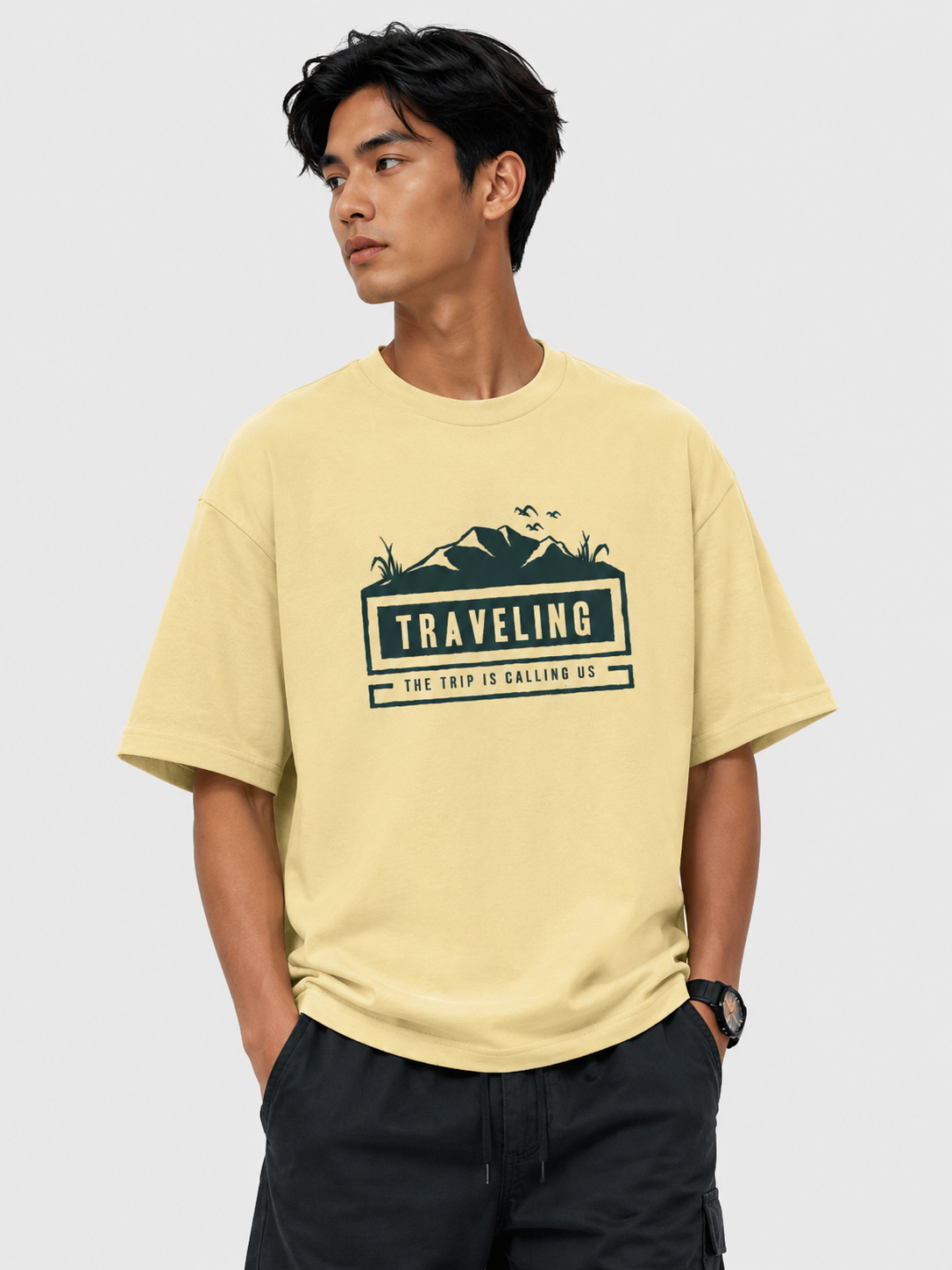 Wander Mode Oversized Travel Graphic T-Shirt for Men