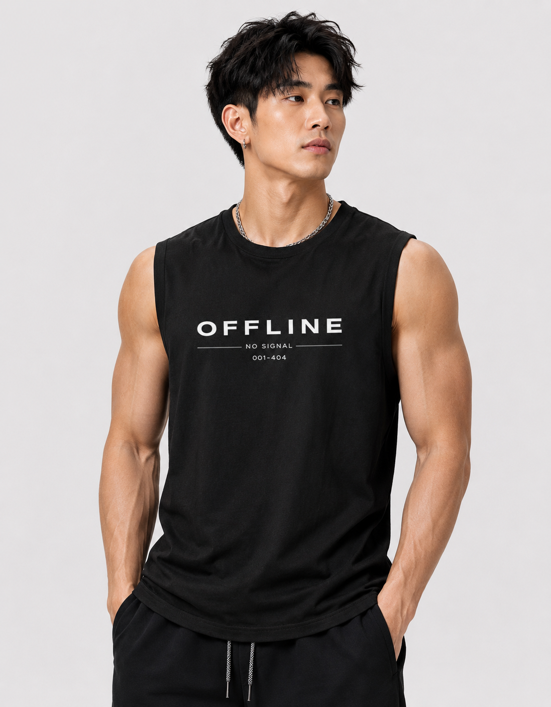 Offline No Signal Sleeveless Gym Tee
