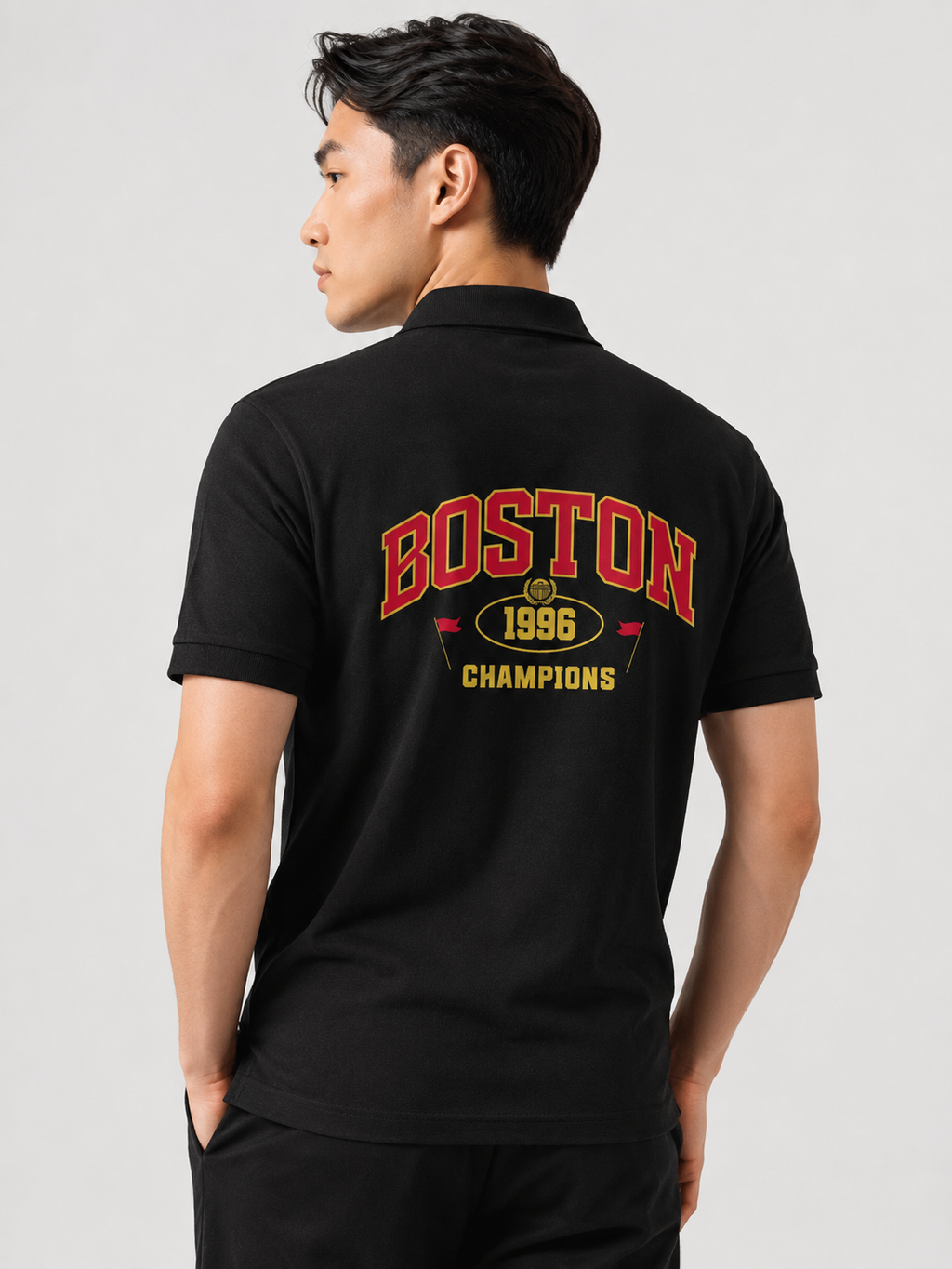 Boston 1996 Champions Back Print — Polo T-Shirt