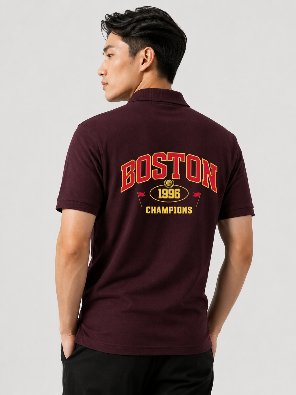 Boston 1996 Champions Back Print — Polo T-Shirt