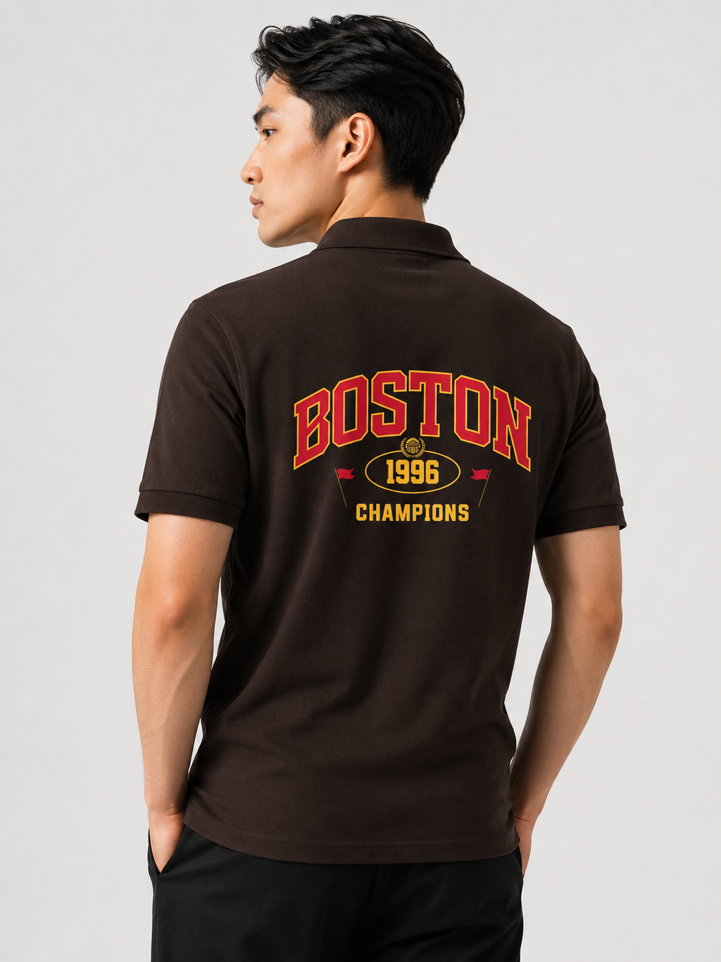 Boston 1996 Champions Back Print — Polo T-Shirt