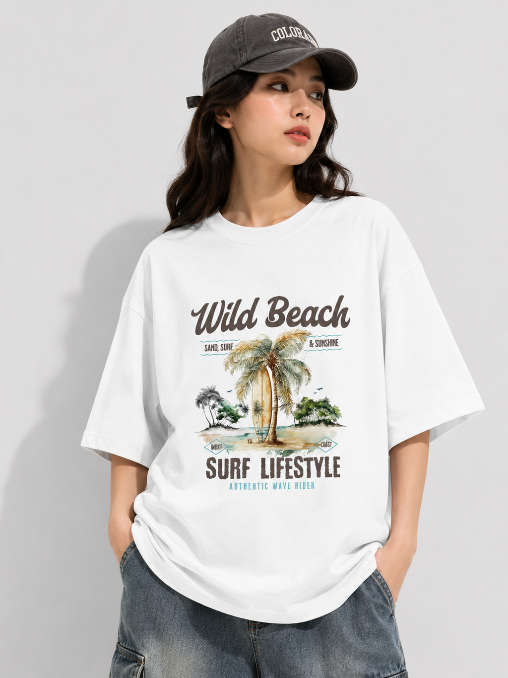 Wild Beach Surf Lifestyle Graphic — Oversized Tee