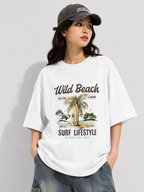 Wild Beach Surf Lifestyle Graphic — Oversized Tee