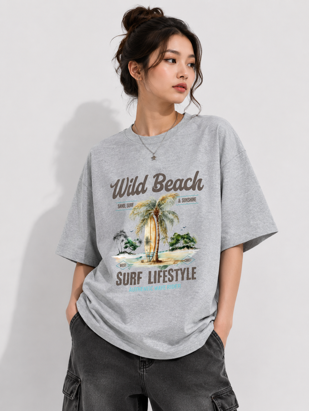 Wild Beach Surf Lifestyle Graphic — Oversized Tee
