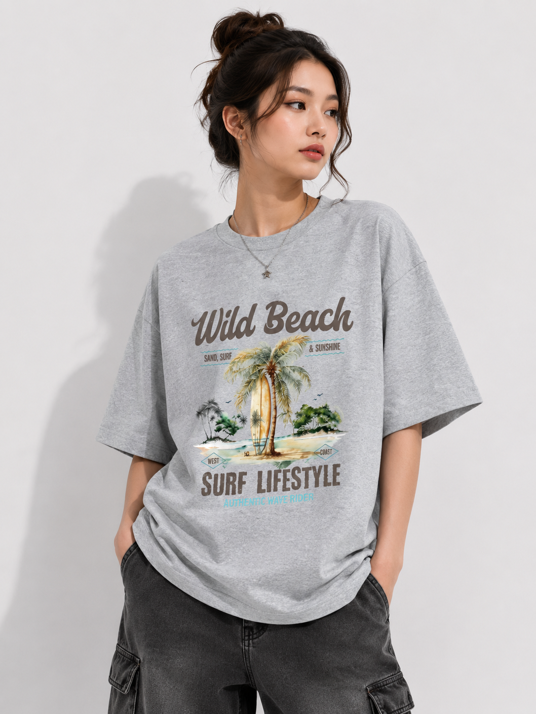 Wild Beach Surf Lifestyle Graphic — Oversized Tee