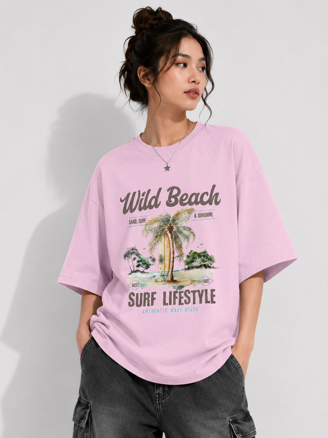 Wild Beach Surf Lifestyle Graphic — Oversized Tee