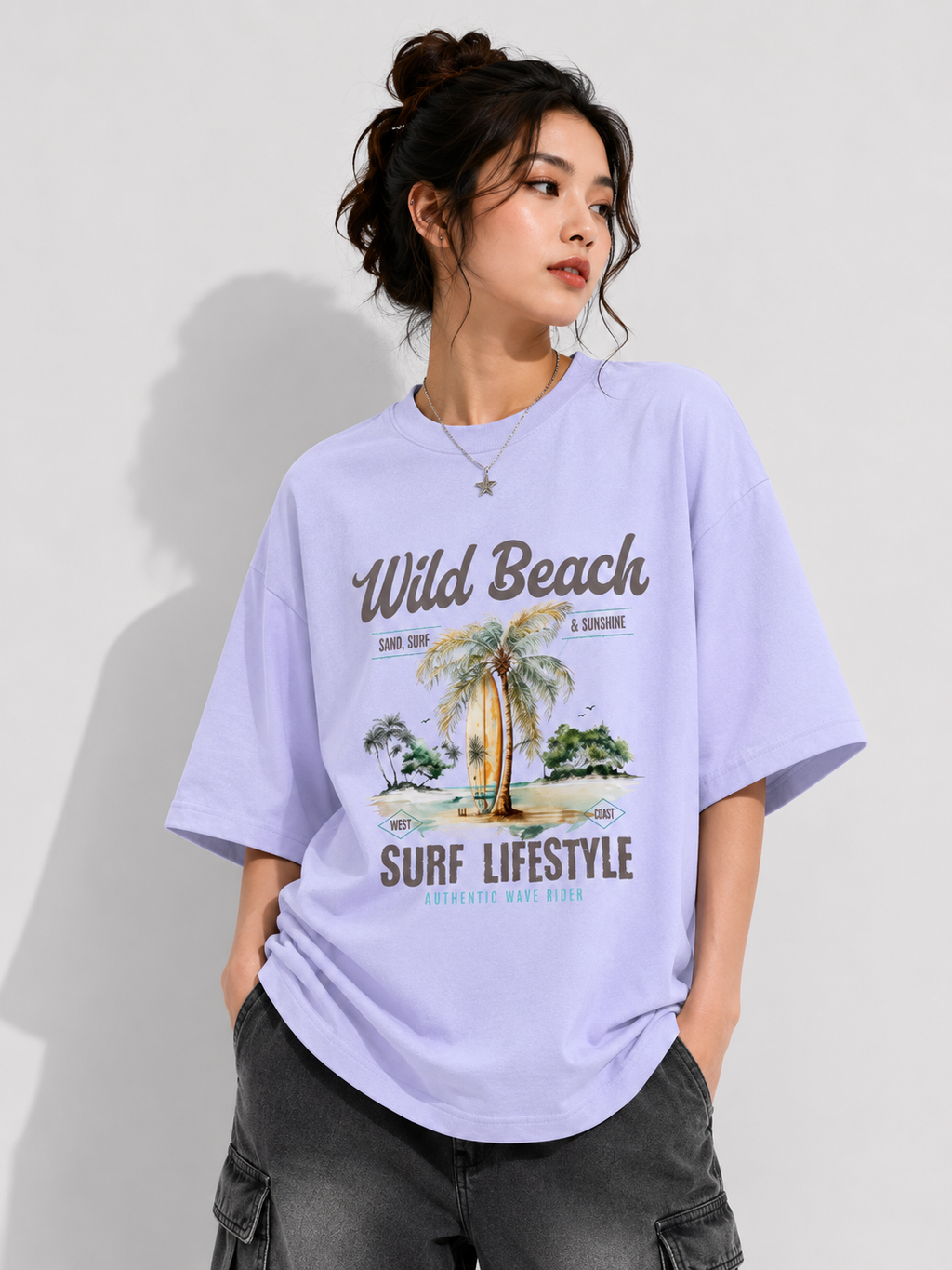 Wild Beach Surf Lifestyle Graphic — Oversized Tee