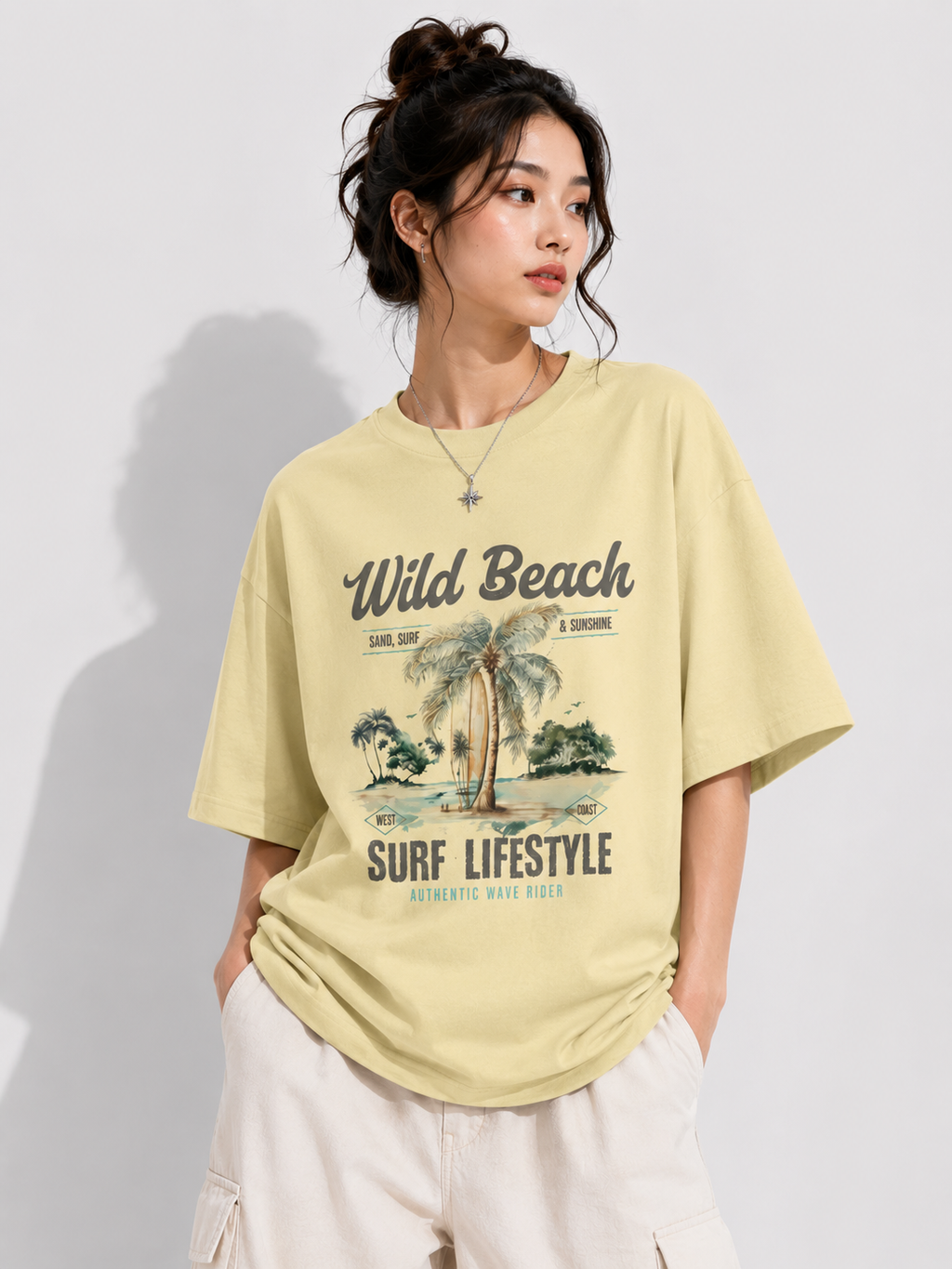 Wild Beach Surf Lifestyle Graphic — Oversized Tee