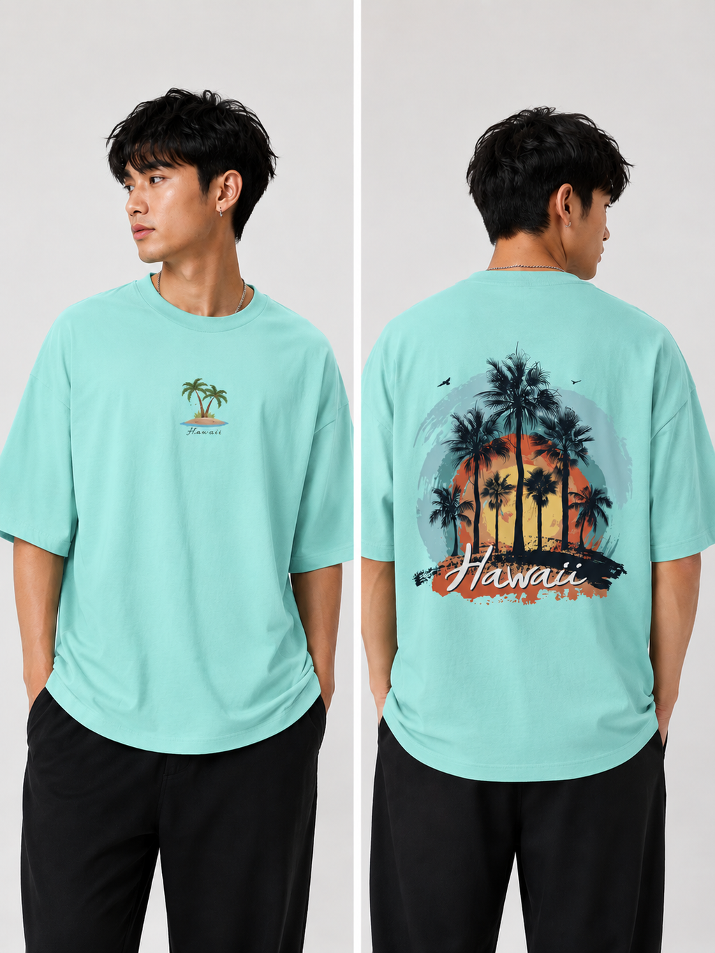 Hawaii Sunset Dual Print — Oversized T-Shirt