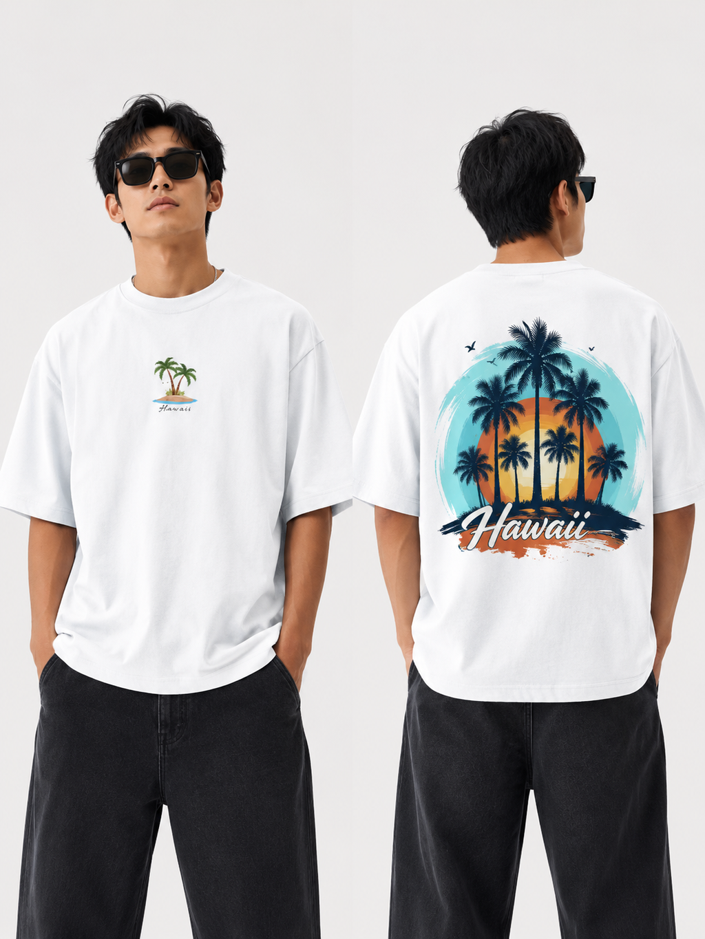 Hawaii Sunset Dual Print — Oversized T-Shirt