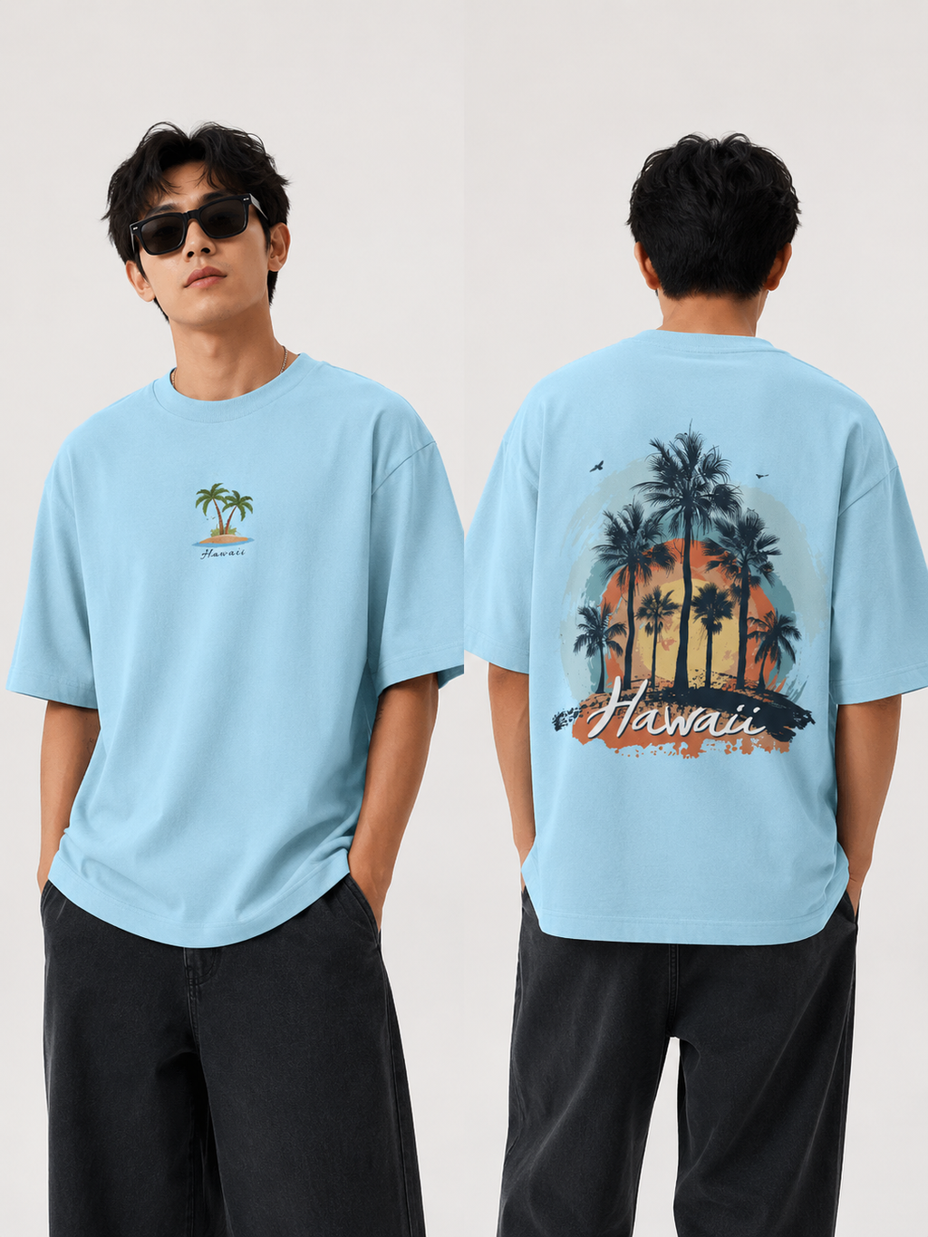 Hawaii Sunset Dual Print — Oversized T-Shirt