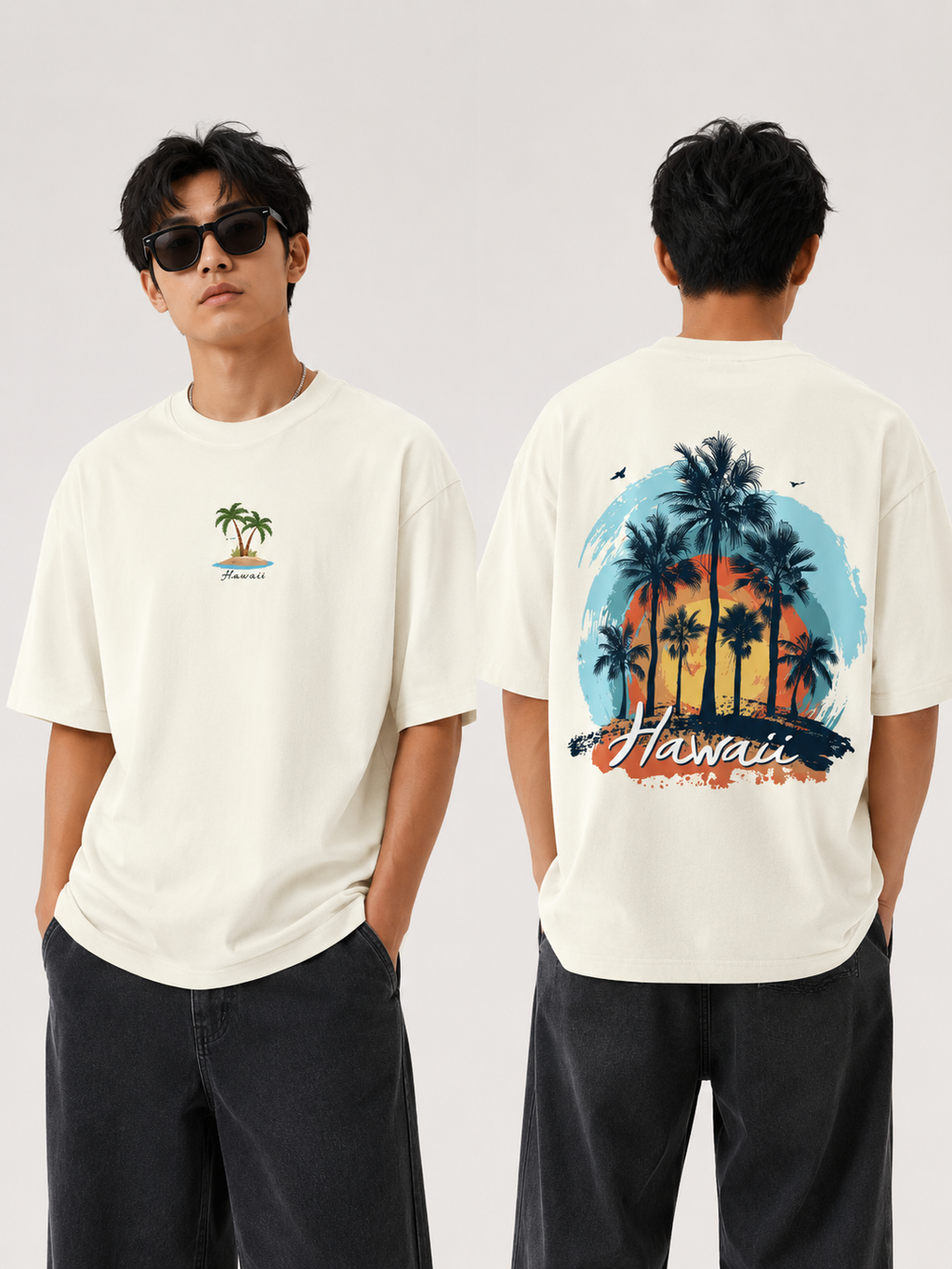 Hawaii Sunset Dual Print — Oversized T-Shirt
