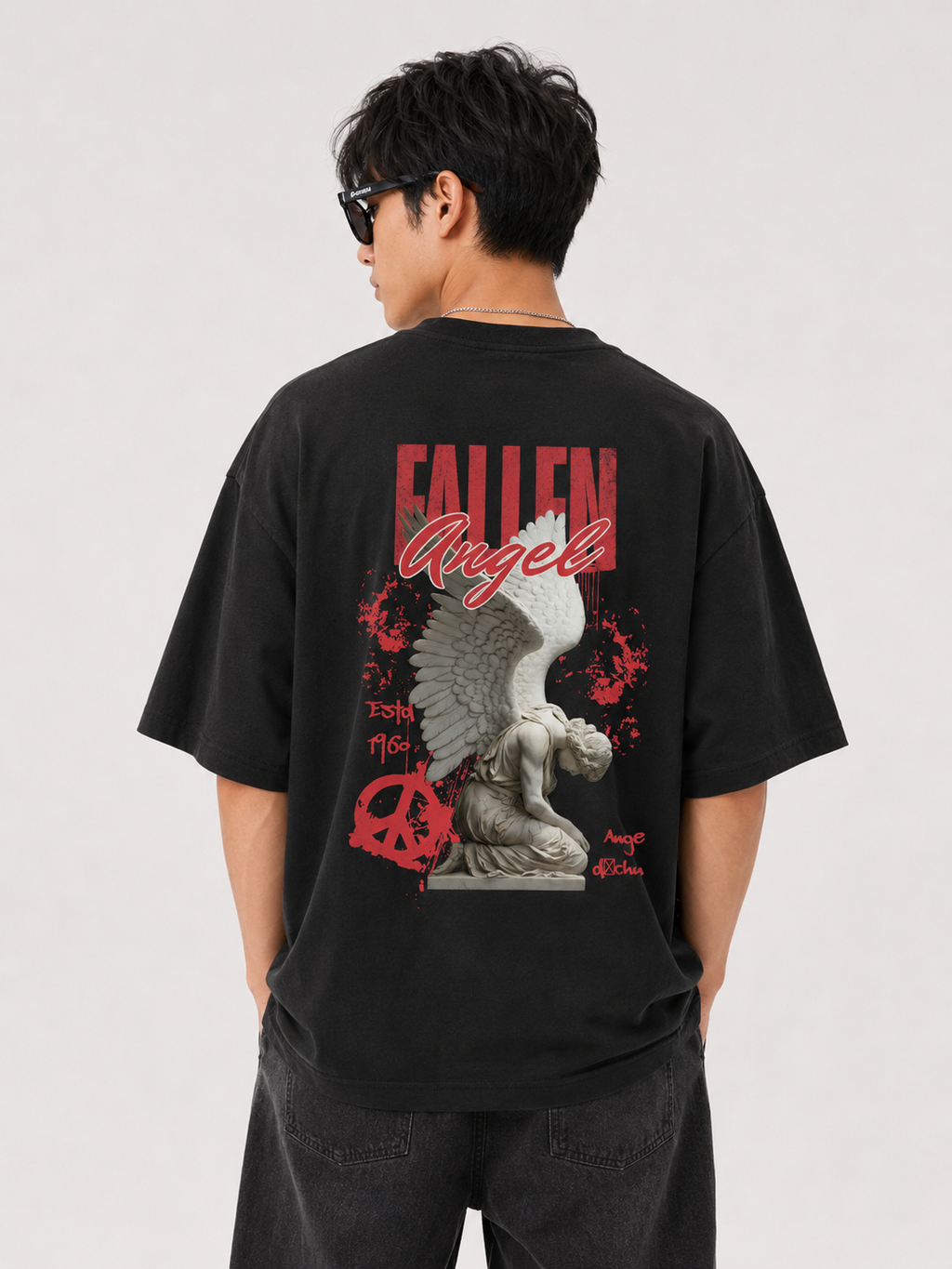 Fallen Angel Back Print — Oversized Tee