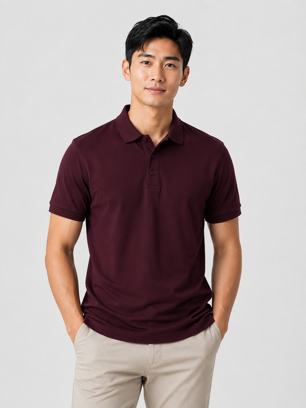 Solid Plain Cotton — Polo T-Shirt