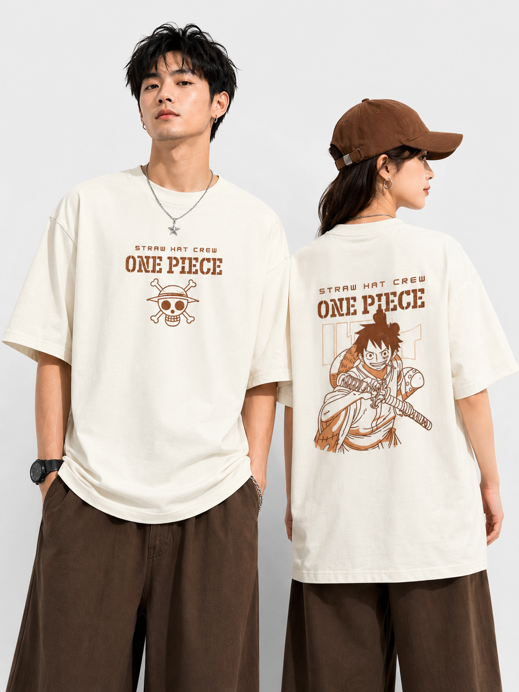 Straw Hat One Piece — Oversized Tee