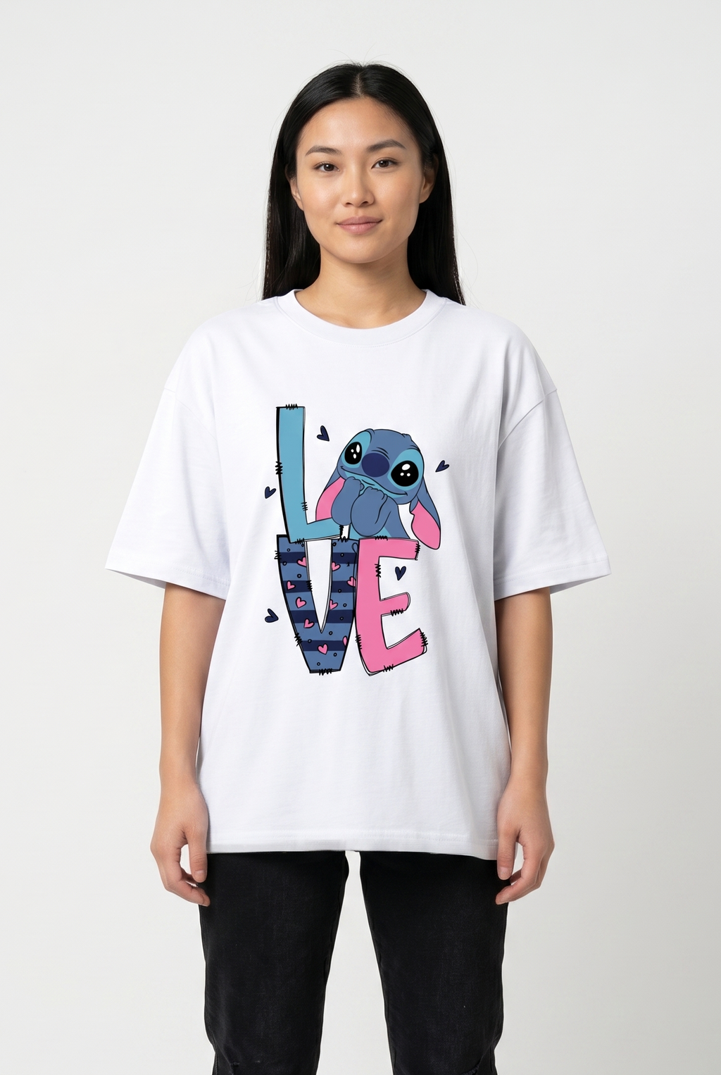 Stitch Love Front Graphic Print — Oversized Tee