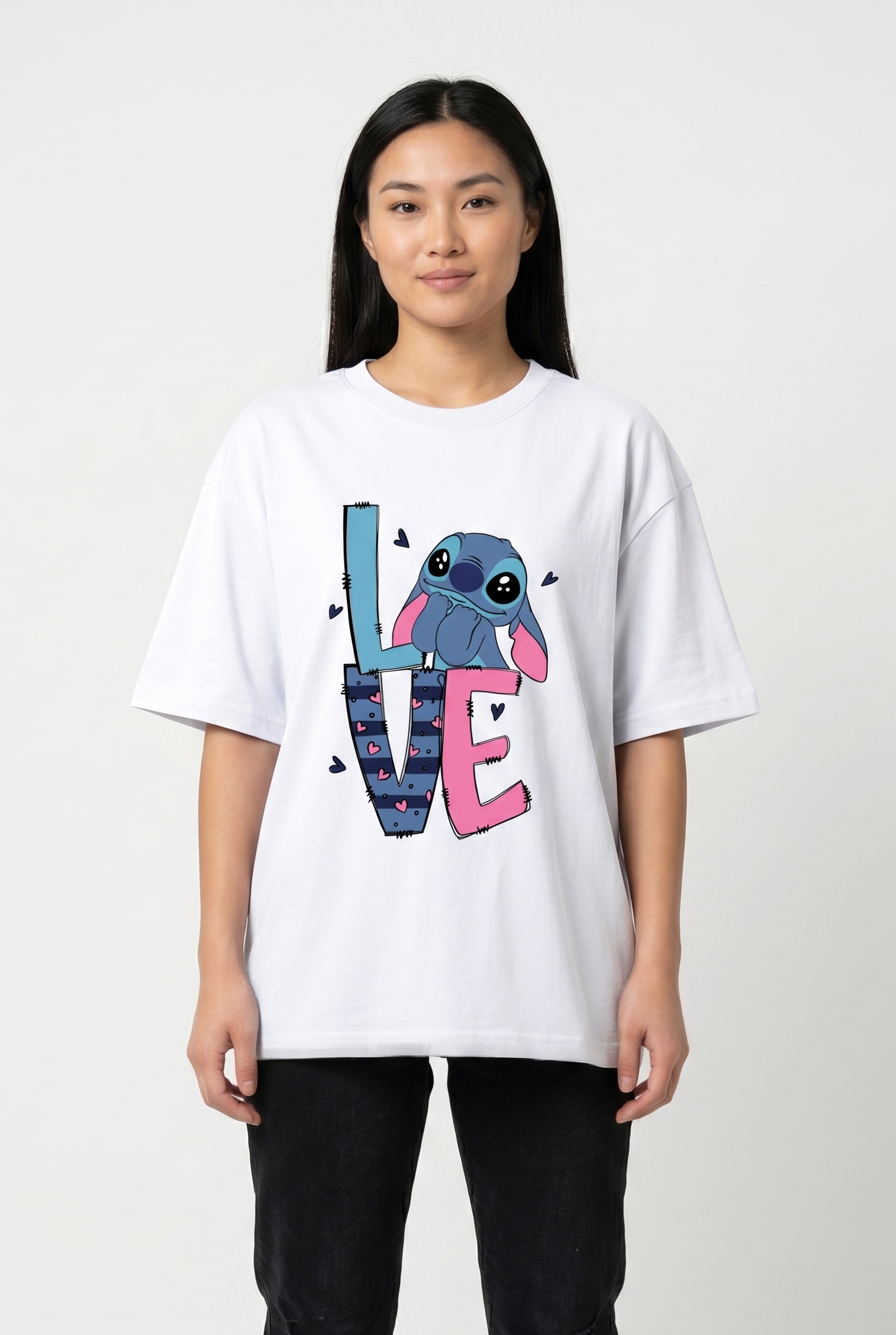 Stitch Love Front Graphic Print — Oversized Tee