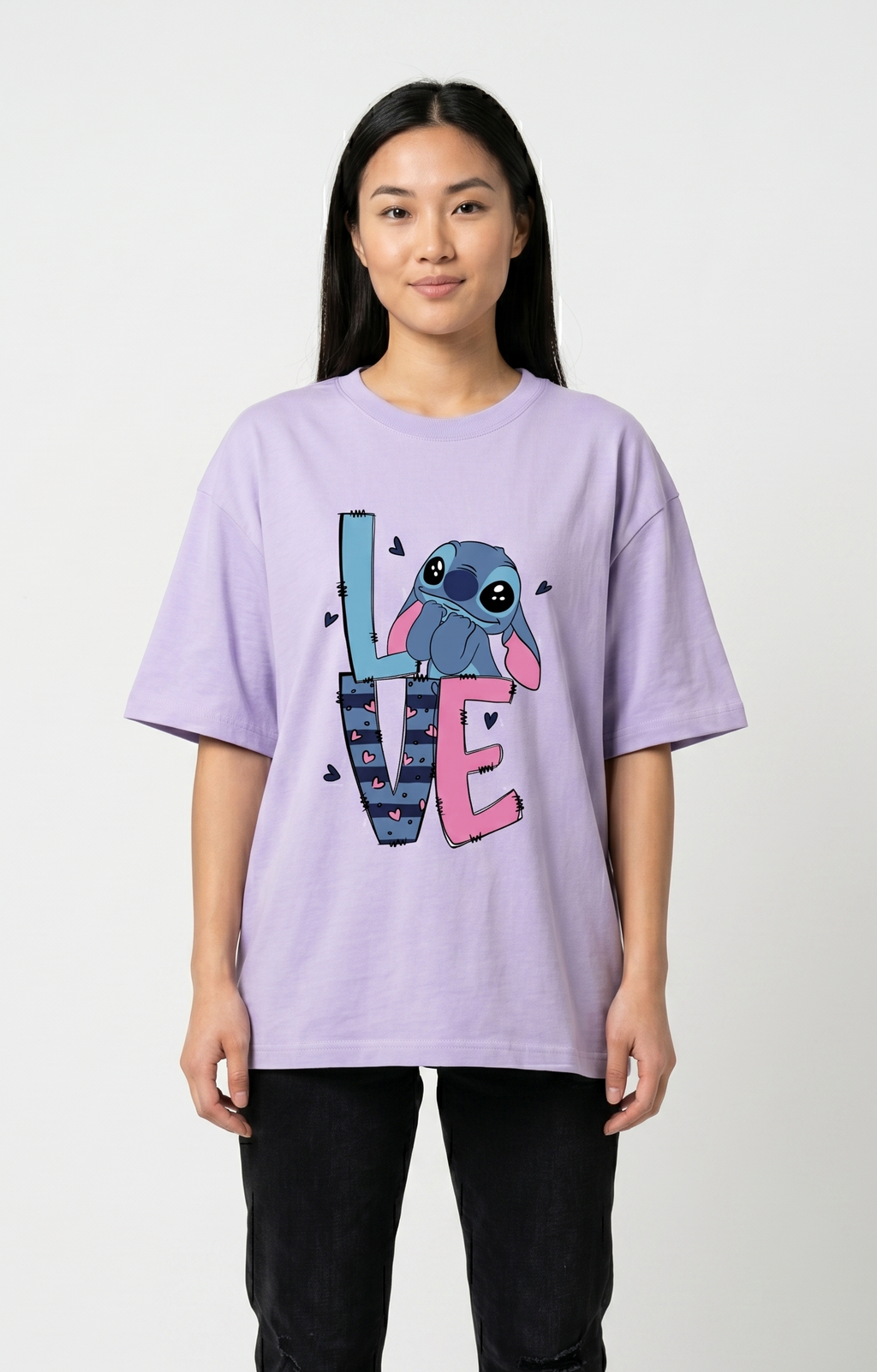 Stitch Love Front Graphic Print — Oversized Tee