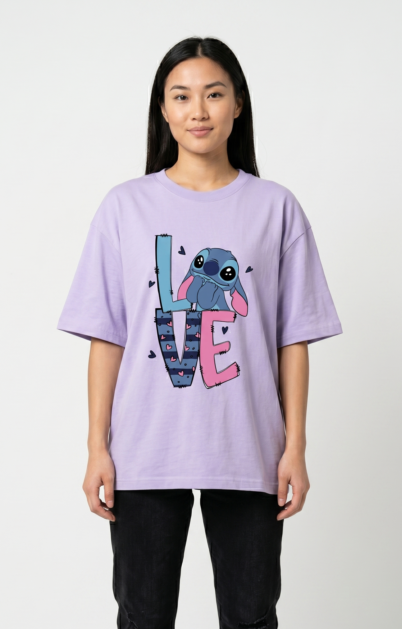 Stitch Love Front Graphic Print — Oversized Tee