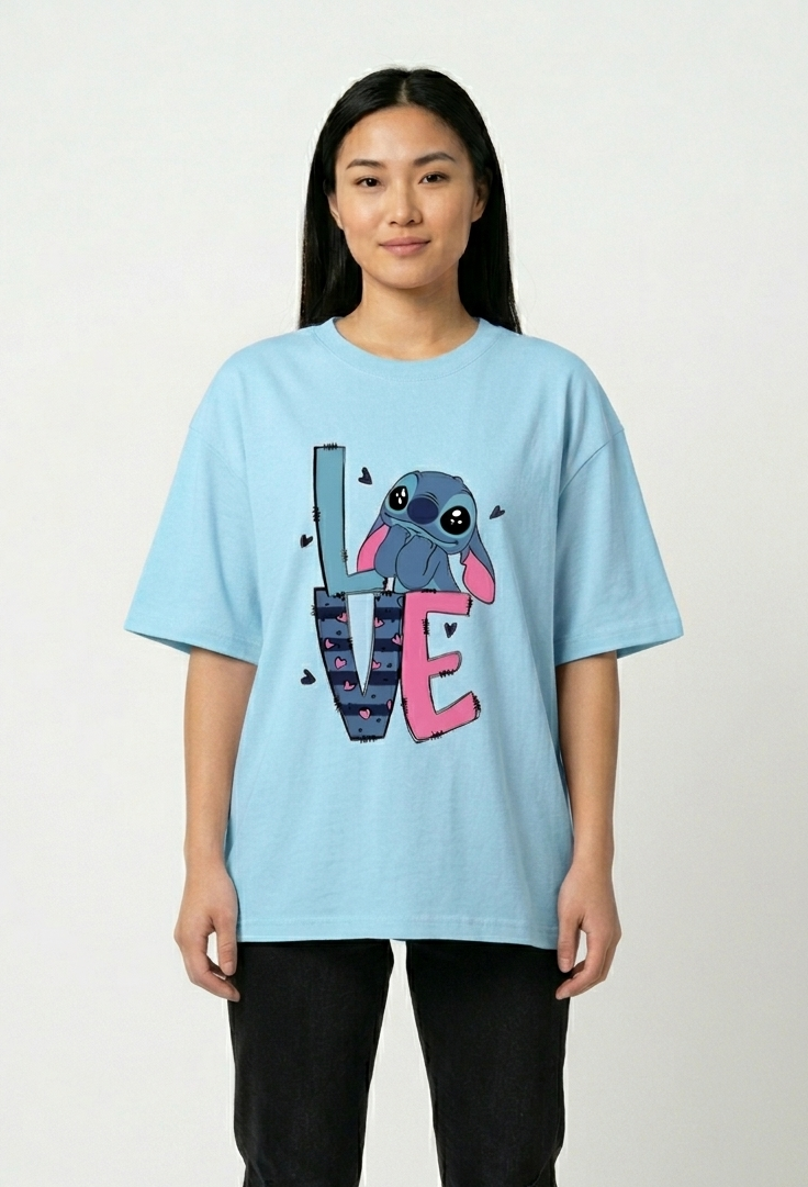 Stitch Love Front Graphic Print — Oversized Tee