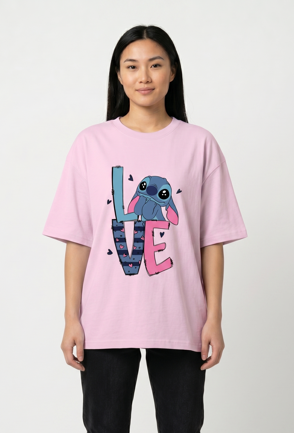 Stitch Love Front Graphic Print — Oversized Tee