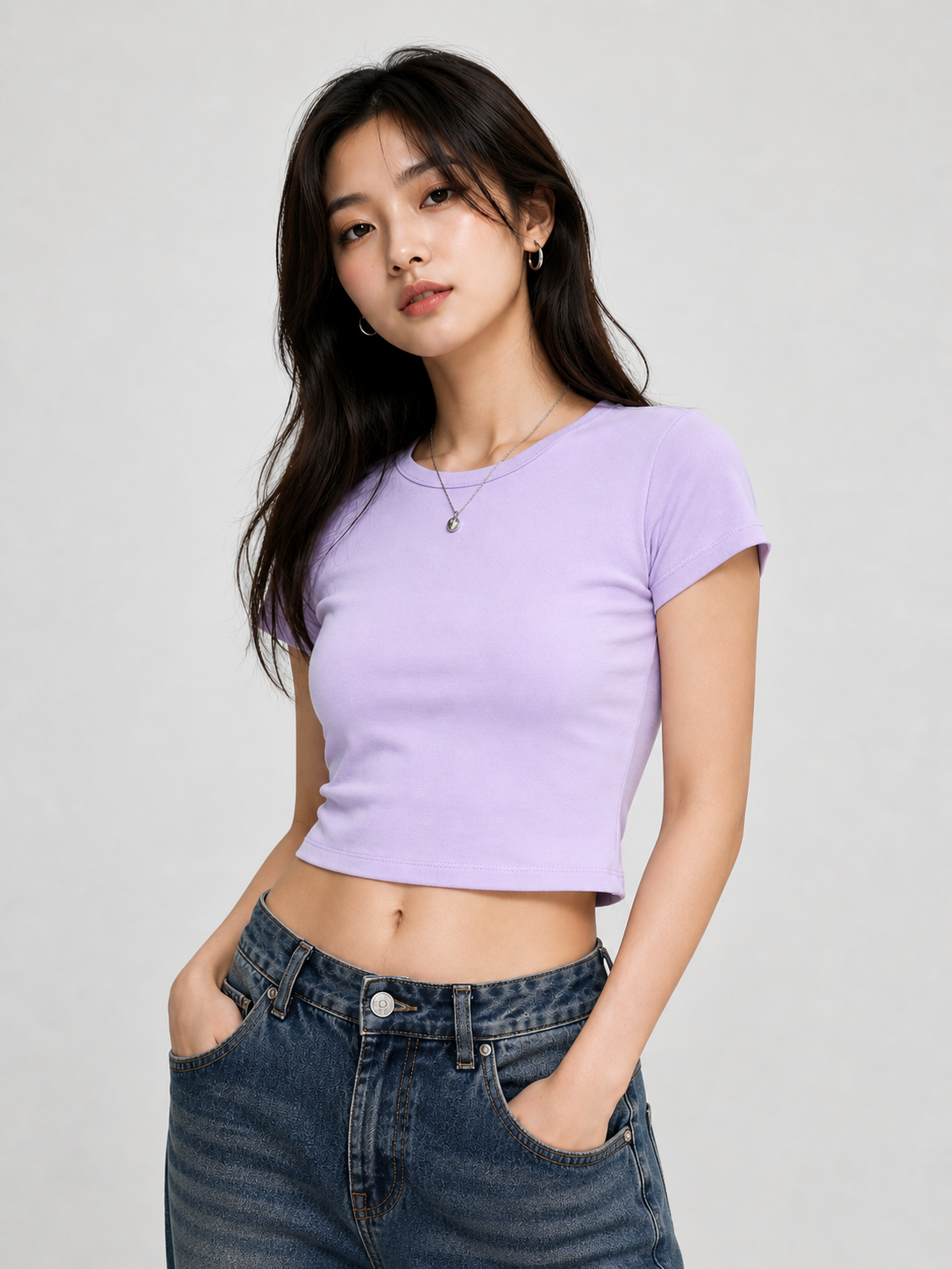 Women’s Solid Baby Tee Crop Top