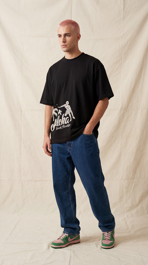 Aloha Beach Paradise Oversized Men’s Graphic Cotton T-Shirt