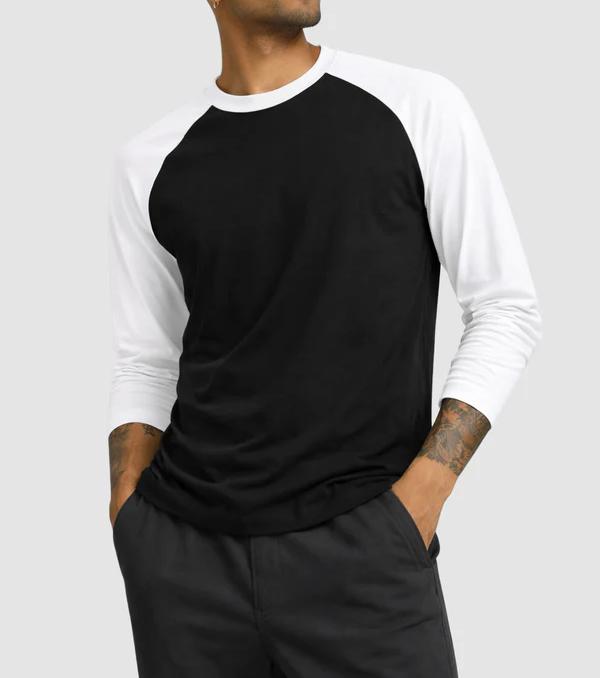 Unisex Classic Raglan Full Sleeve T-Shirt – Contrast Sleeve Cotton Tee