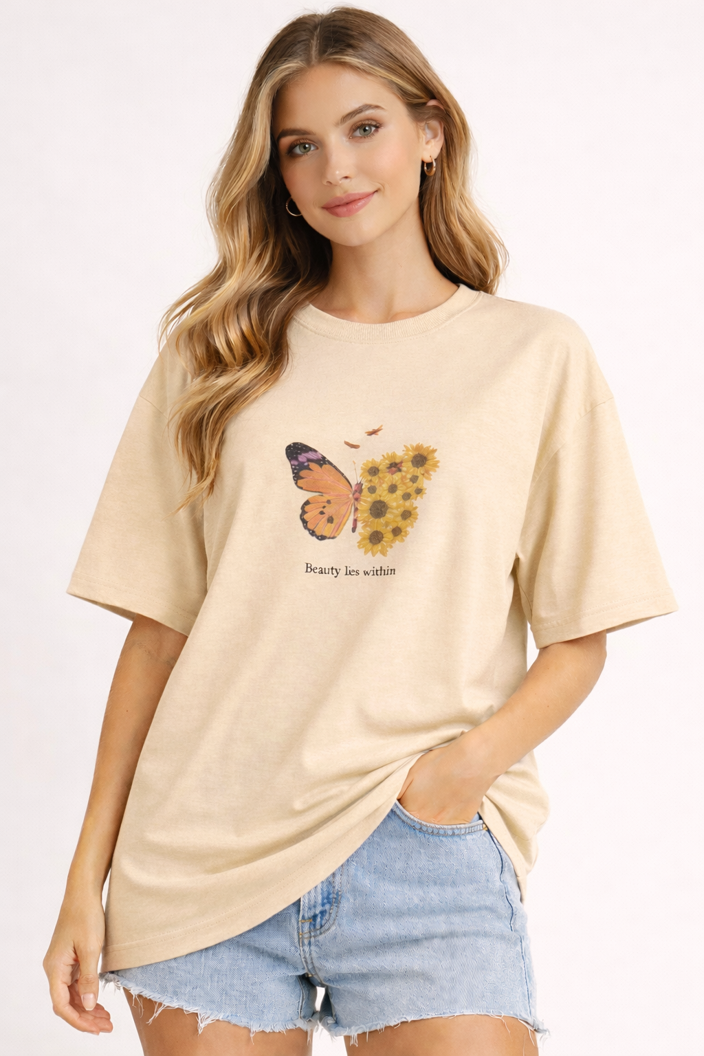 Beauty Lies Within Graphic Front Print Women’s Oversized T-Shirt
