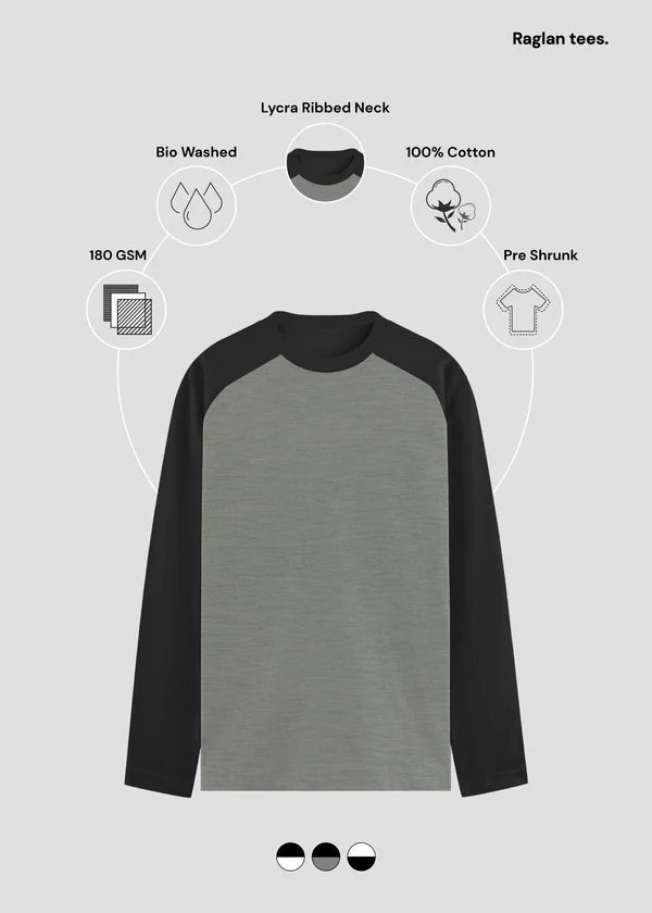 Unisex Classic Raglan Full Sleeve T-Shirt – Contrast Sleeve Cotton Tee