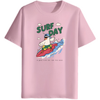 Surf Day Graphic Print Men’s Round Neck Cotton T-Shirt