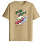 Surf Day Graphic Print Men’s Round Neck Cotton T-Shirt