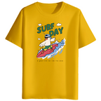 Surf Day Graphic Print Men’s Round Neck Cotton T-Shirt