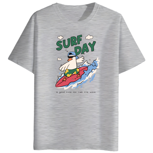 Surf Day Graphic Print Men’s Round Neck Cotton T-Shirt