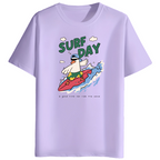 Surf Day Graphic Print Men’s Round Neck Cotton T-Shirt