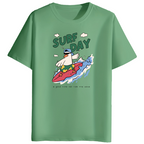 Surf Day Graphic Print Men’s Round Neck Cotton T-Shirt