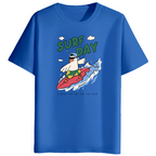 Surf Day Graphic Print Men’s Round Neck Cotton T-Shirt