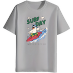 Surf Day Graphic Print Men’s Round Neck Cotton T-Shirt