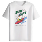Surf Day Graphic Print Men’s Round Neck Cotton T-Shirt