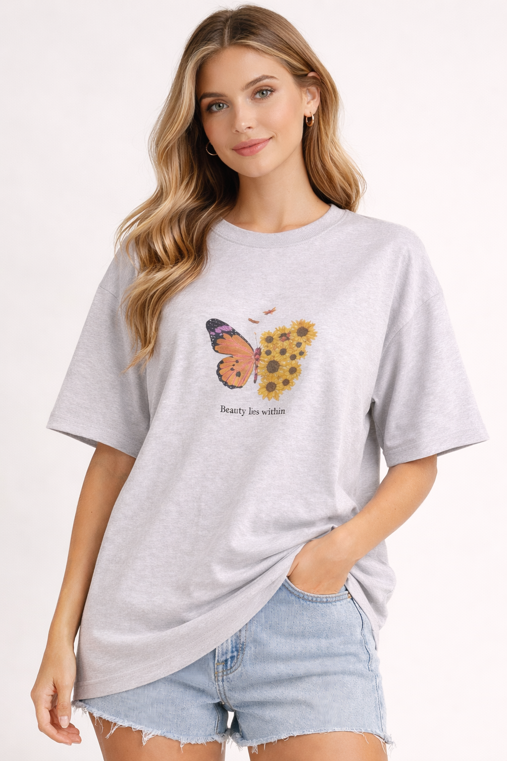 Beauty Lies Within Graphic Front Print Women’s Oversized T-Shirt