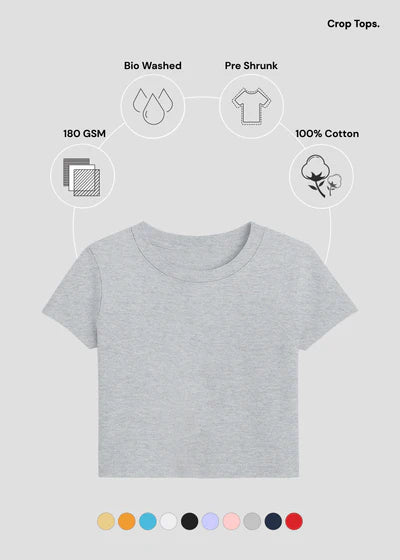 Women’s Essential Cotton Crop Top – Everyday Basic Half Sleeve Tee