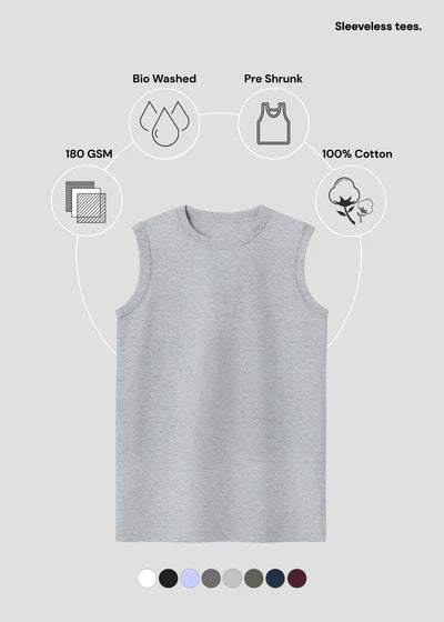 Men’s Sleeveless Cotton T-Shirt – Lightweight Gym & Casual Tank Tee