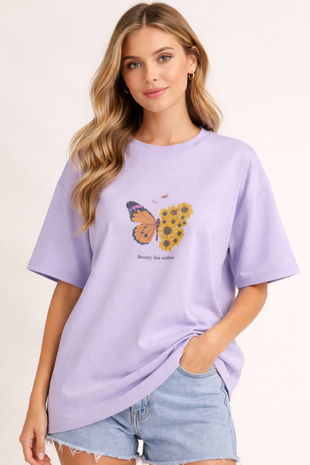 Beauty Lies Within Graphic Front Print Women’s Oversized T-Shirt