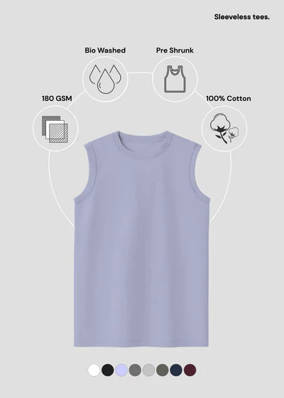 Men’s Sleeveless Cotton T-Shirt – Lightweight Gym & Casual Tank Tee