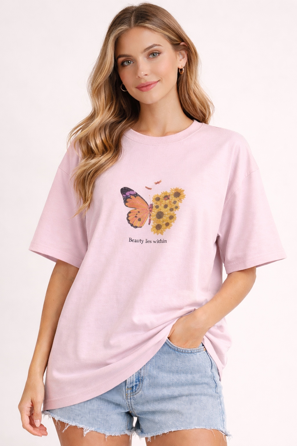 Beauty Lies Within Graphic Front Print Women’s Oversized T-Shirt